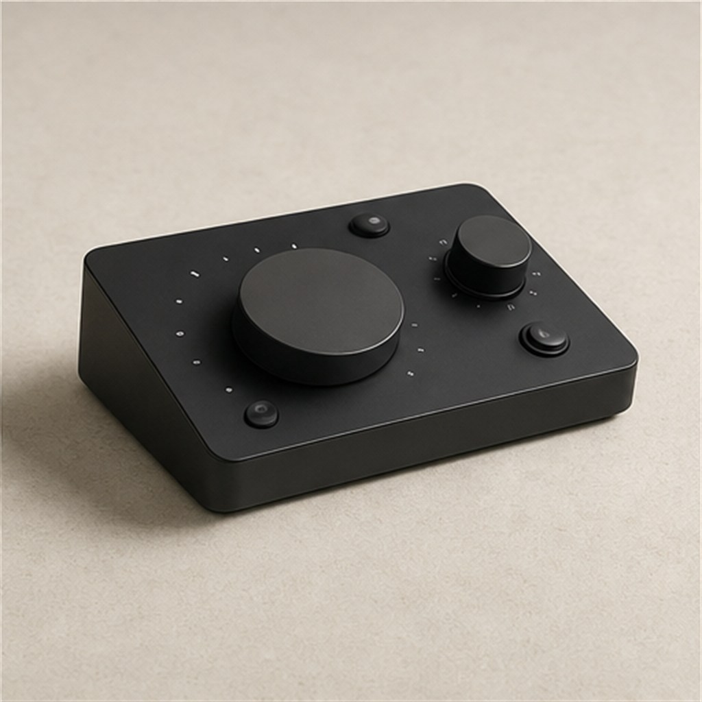 Compact matte audio dock with tactile switches