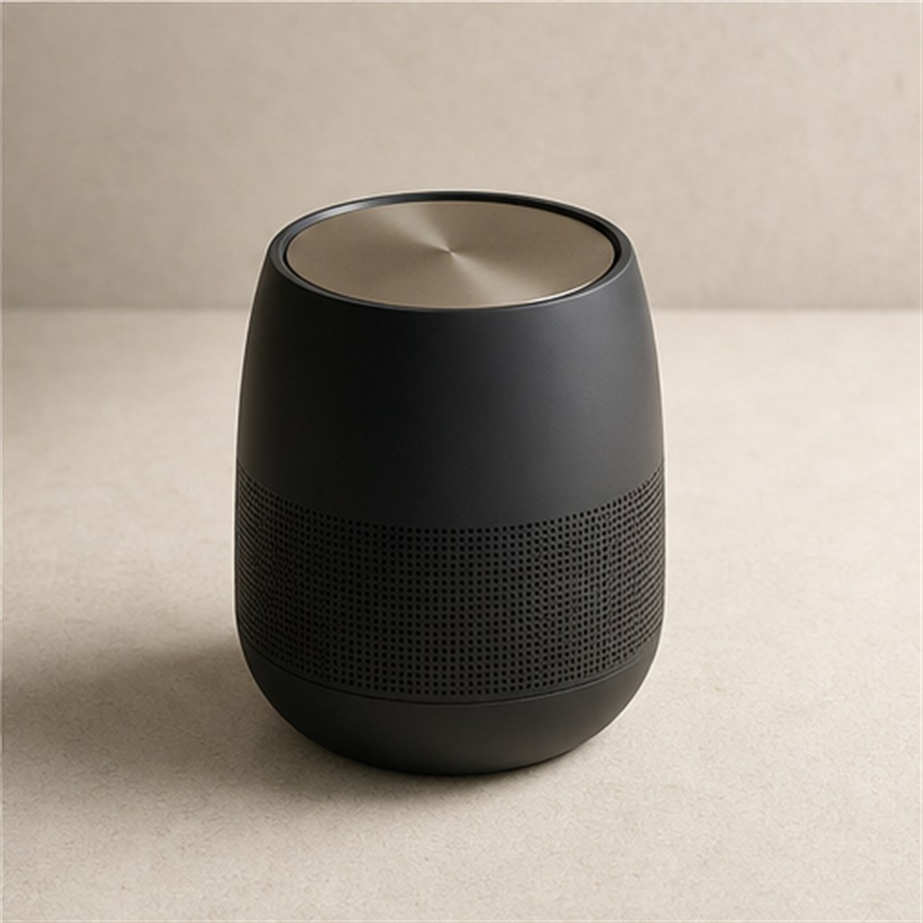 Sculptural aluminum desktop speaker